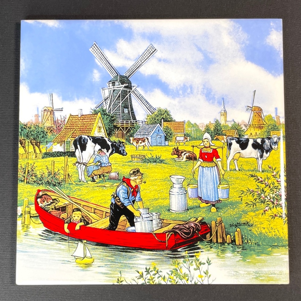 Dutch Holland Delft Ceramic Art Tile Farm Scene